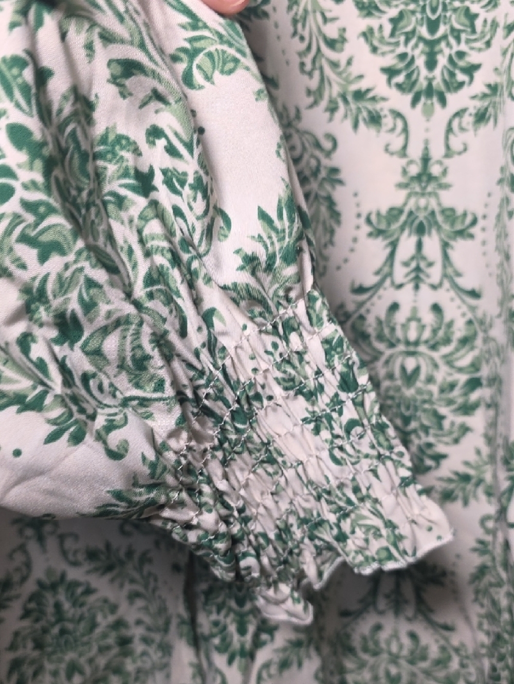 Classic Green Damask Button-Down Shirt - Women's - Picture 5 of 8